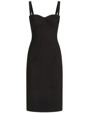 Dolce & Gabbana Pinstripe Wool Dress - Black