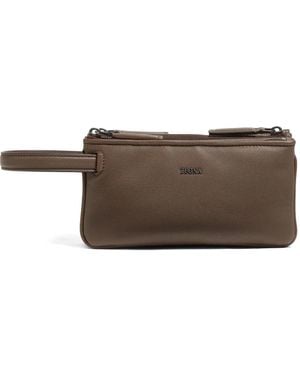 ZEGNA Triple Zip Pouch - Brown