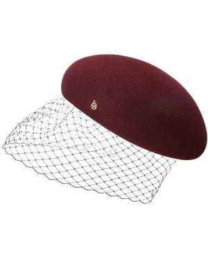 Maison Michel Emily Veil-Detail Beret - Red