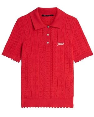 Tommy Hilfiger Pointelle-Knit Scalloped-Edge Sweater - Red
