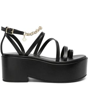 Maje Chain-Embellished Platform Sandals - Black