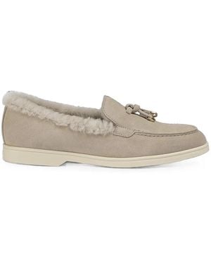 Doucal's Shearling-Trim Tassel Loafers - White