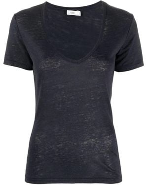 Closed Linen V-Neck T-Shirt - Black