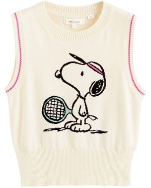 Chinti & Parker Snoopy Tennis Intarsia-Knit Knitted Vest - Natural