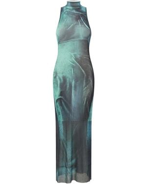 Jean Paul Gaultier Water High-Neck Dress - Blue