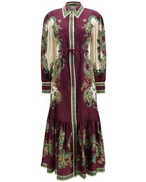 ALÉMAIS Ruthie Flower-Motif Silk-Blend Maxi Shirt Dress - Purple