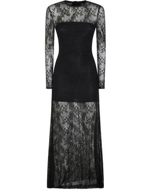 Nissa Lace-Overlay Long-Sleeve Dress - Black