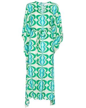 Sundress Lavande Printed Lace-Up Kaftan - Green