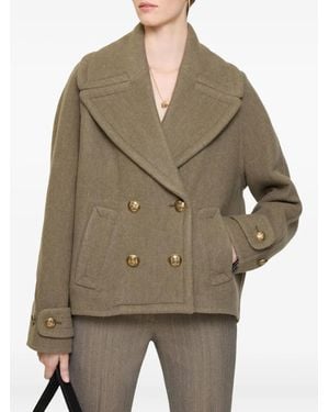 Burberry Double-Breasted Wool Jacket - Green
