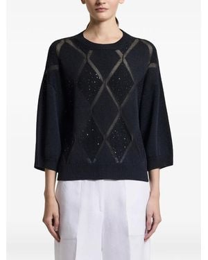 Peserico Diamond Knit Jumper - Black