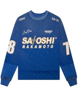 Satoshi Nakamoto Crystal-Embellished Mesh Jumper - Blue