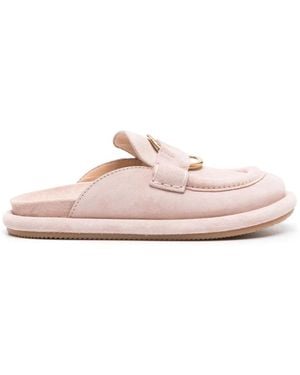 Moncler Bell Suede Mules - Pink