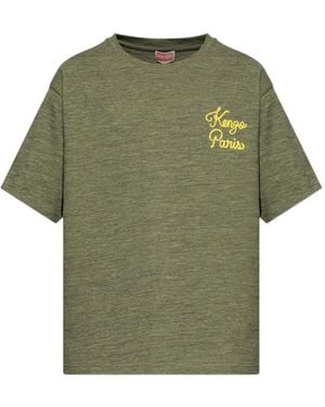 KENZO Logo-Embroidered T-Shirt - Green