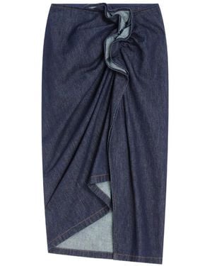 Dries Van Noten Draped Denim Skirt - Blue