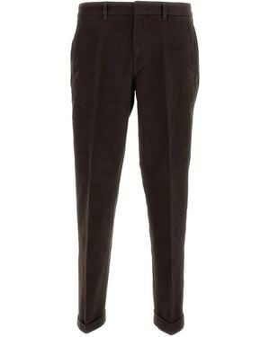 Fay Cuffed Cotton Trousers - Black