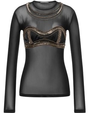 Alberta Ferretti セミシアー トップ - ブラック