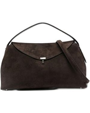 TOTEME Wildleder-Schultertasche mit T-Verschluss - Schwarz