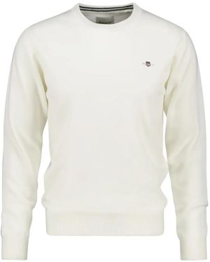 GANT C-Neck Superfine Lambswool Sweater - White