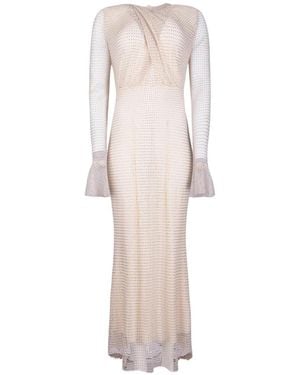 Twentyfourhaitch Flared-Cuff Maxi Dress - White