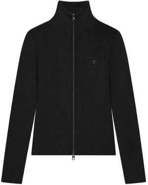 Courreges Sweatshirtjacke Mit Logo-Patch - Schwarz