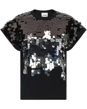 Nude Sequin T-Shirt - Black