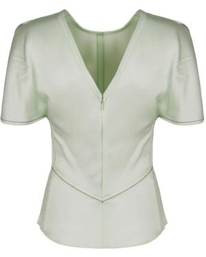 Victoria Beckham Crew-Neck Short-Sleeve Blouse - Green