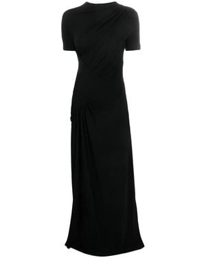 Givenchy Gathered Short-Sleeve Maxi Dress - Black