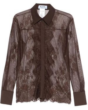 Blugirl Blumarine Flower-Lace Shirt - Brown