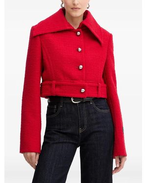 Patou Button-Up Belted Jacket - Red