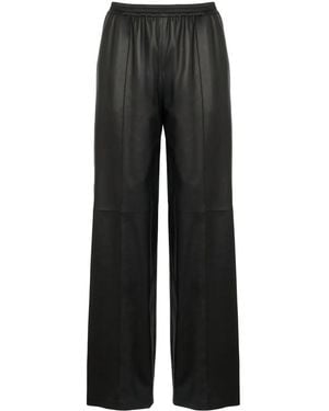Yves Salomon Leather Trousers - Black