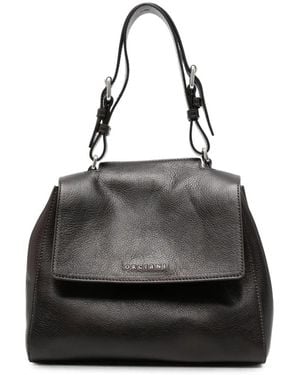 Orciani Sveva Foldover-Top Grained-Leather Tote Bag - Black