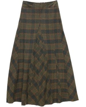 Our Legacy Check-Pattern Pleated Skirt - Green