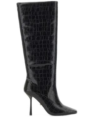 Twentyfourhaitch Bottes Veoma À Effet Peau De Crocodile Et Bout Carré - Black