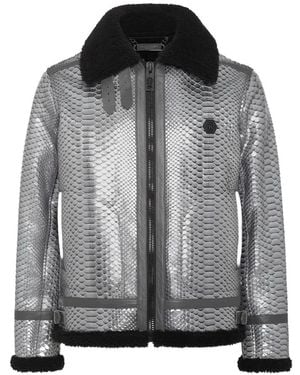 Philipp Plein Shearling Python Jacket - Gray