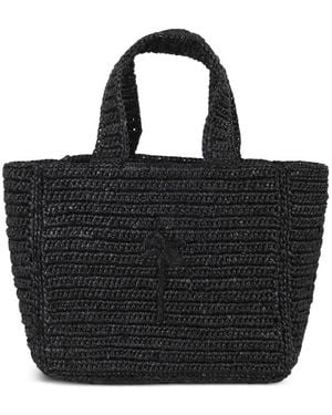 Manebí Bolso Shopper Con Palmeras Bordadas - Negro
