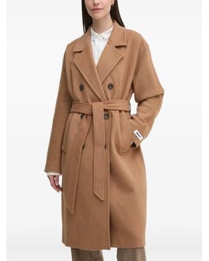 DKNY Cappotto Doppiopetto Con Cintura - Marrone