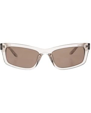 Balenciaga Rectangle-Frame Sunglasses - Natural
