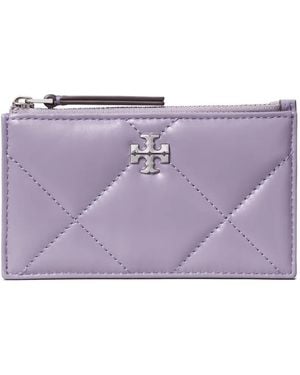 Tory Burch Kira Diamond Quilt Zip Card Case - Purple