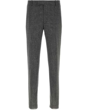 McQueen Embroidered Wool Cigarette Trousers - Grey