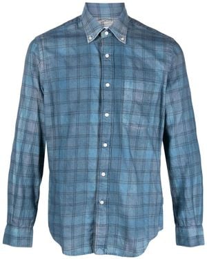 Aspesi Plaid Check-Print Cotton Shirt - Blue