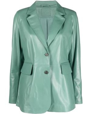 DESA NINETEENSEVENTYTWO Leather Single-Breasted Blazer - Green