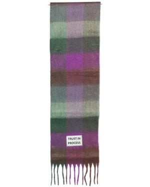 Verb to Do Check-Pattern Fringed Scarf - Purple