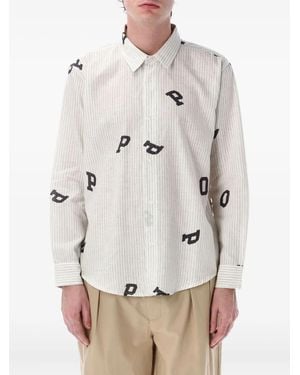 Pop Trading Co. Hemd mit Letter-Print - Grau