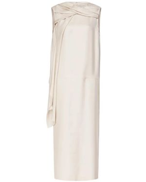Loulou de Saison Izia Draped Silk-Twill Dress - White
