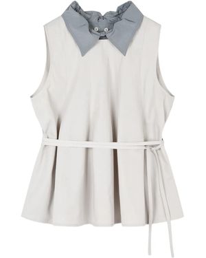 Studio Tomboy X Collared Belted Top - White