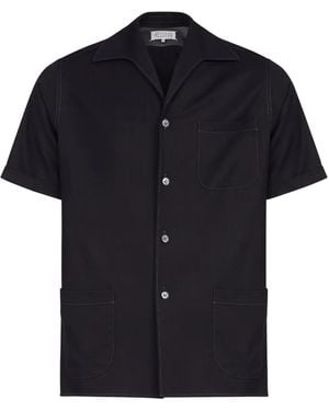 Maison Margiela Short-Sleeve Wool Shirt - Blue
