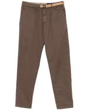 White Sand Belted Elasticated-Waist Trousers - Grey