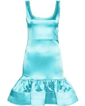 Patou Ruffle-Detail Satin Dress - Blue