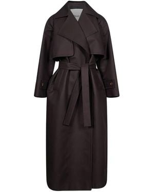 Hevò Gabardina Margherita Con Cinturón Y Solapa Cortavientos - Negro