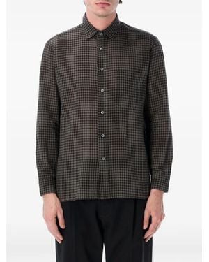 Salvatore Piccolo Tahiti Check-Pattern Chest-Pocket Shirt - Grey